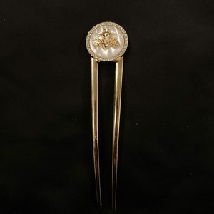 Fourchette en cheveux d&#39;abeille, Abeille en or, Abeille à miel, Bourdon, Bijoux insectes, Bijoux abeille, Peigne à miel, Médaillon abeille, Support pour chignon abeille, Or blanc