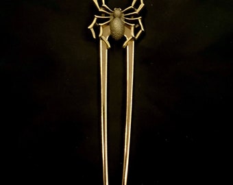 Araña de bronce, Horquilla de araña, Horquilla gótica, Horquilla dorada, Joyas de araña, Cabello de Halloween, Horquilla arácnida, Horquilla entomológica