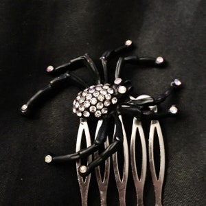 Hair Comb, Spider Hair Comb, Goth Hair Combs, Goth Hair, Spider Hair, Spider Jewelry, Halloween Hair, Black Spider Hair, Jeweled Spider afbeelding 5