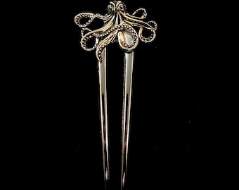 U Shaped Hair Fork, Octopus Hair Comb, Sea creature, Animal Hair Fork, Sea Hair Fork, Marine Animal, Octopus Bun Holder, Octopus Jewelry