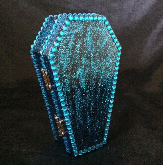 Schwarzer Sarg Box Bedeckt Mit Blauen Und Silbernen Glitzer Etsy