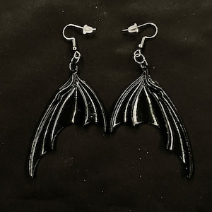 Black Bat Wings, Bat Wing Earrings, Black Earrings, Black Bat, Wing Earrings, Bat Earrings, Black Wings, Spooky Earrings, Bat Jewelry