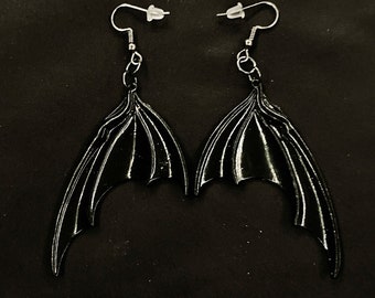 Black Bat Wings, Bat Wing Earrings, Black Earrings, Black Bat, Wing Earrings, Bat Earrings, Black Wings, Spooky Earrings, Bat Jewelry