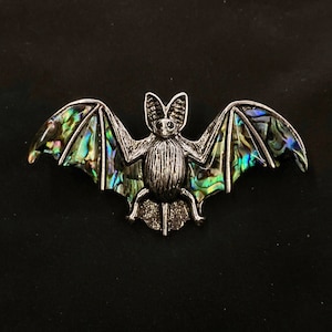 Bat Brooch, Abalone Bat, Bat Pin, Gothic Brooch, Wing Brooch, Bat Wing, Vampire Jewelry, Bat Jewelry, Abalone Brooch, Bat Jewelry