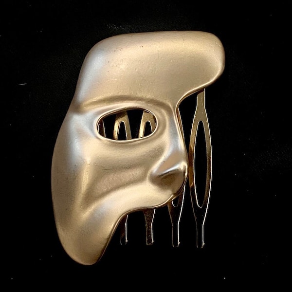 Mask Hair Comb, Gold Hair Comb, Gold Mask, Theatre Mask, Drama Mask, Phantom Of The Opera, Theatre Jewelry, Mask Jewelry, Half Mask