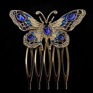 Colorful Butterfly, Blue Purple White, Jeweled Butterfly, Butterfly Hair Comb, Butterfly Hair, Sparkling Butterfly, Blue Purple Butterfly
