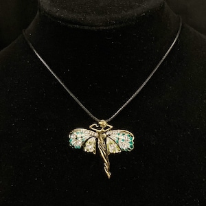 White Fairy, Nymph Necklace, Fairy Necklace, Faerie Necklace, Gold Fairy, Gold Nymph, White Wings, White Green Wings, Forrest Nymph