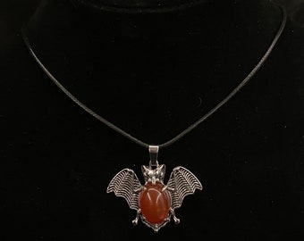Bat Necklace, Red Agate Bat, Red Agate Necklace, Goth Necklace, Gothic Necklace, Wing Necklace, Bat Wing, Bat Jewelry, Vampire Necklace