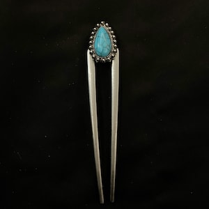 Turquoise Fork, Turquoise Hair Fork, Turquoise Hair, Turquoise Stone, Faux Turquoise, Silver Hair Fork,Something Blue, Turquoise Concho