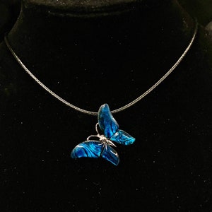Blue Butterfly, Blue Abalone, Mother Of Pearl, Butterfly Necklace, Butterfly Pendant, Butterfly Jewelry, Abalone Butterfly