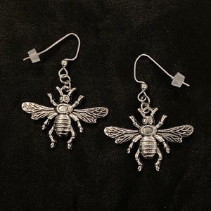 Bee Earrings, Insect Earrings, Silver Bee, Honey Bee, Bumble Bee, Insect Jewelry, Bee Jewelry, Fly Earrings, Fly Jewelry, Winged Insect