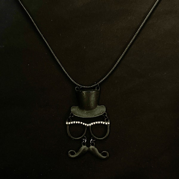 Groucho Lunettes, Drôle de collier, Haut-de-forme, Moutache de guidon, Bijoux Lunettes, Déguisement, Collier Noir, Collier Visage, Visage Drôle