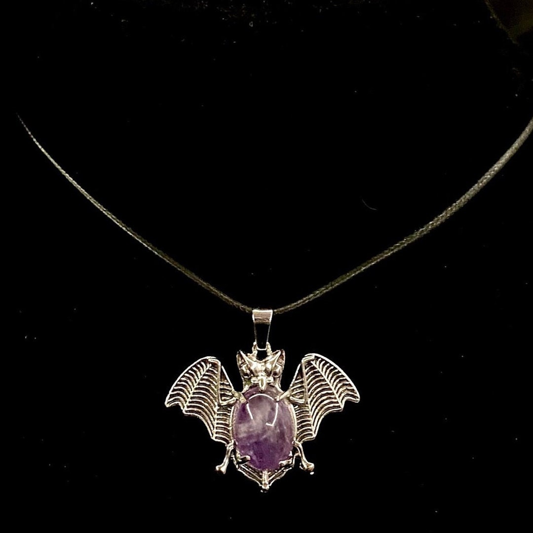 Bat Necklace, Amethyst Bat, Amethyst Necklace, Goth Necklace, Gothic ...