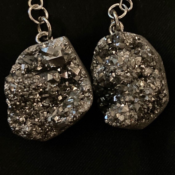 Silver shop druzy earrings