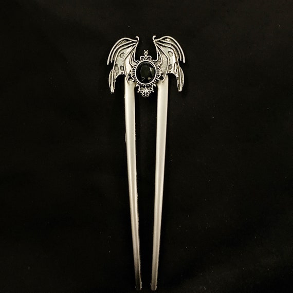 Bat Wing, Bat Hair Fork, Black Bat, Silver Bat, Black Hair  display picture 3