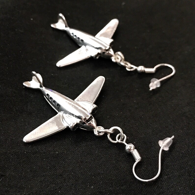 Airplane Earrings Silver Airplane Aero Plane Airplane Etsy
