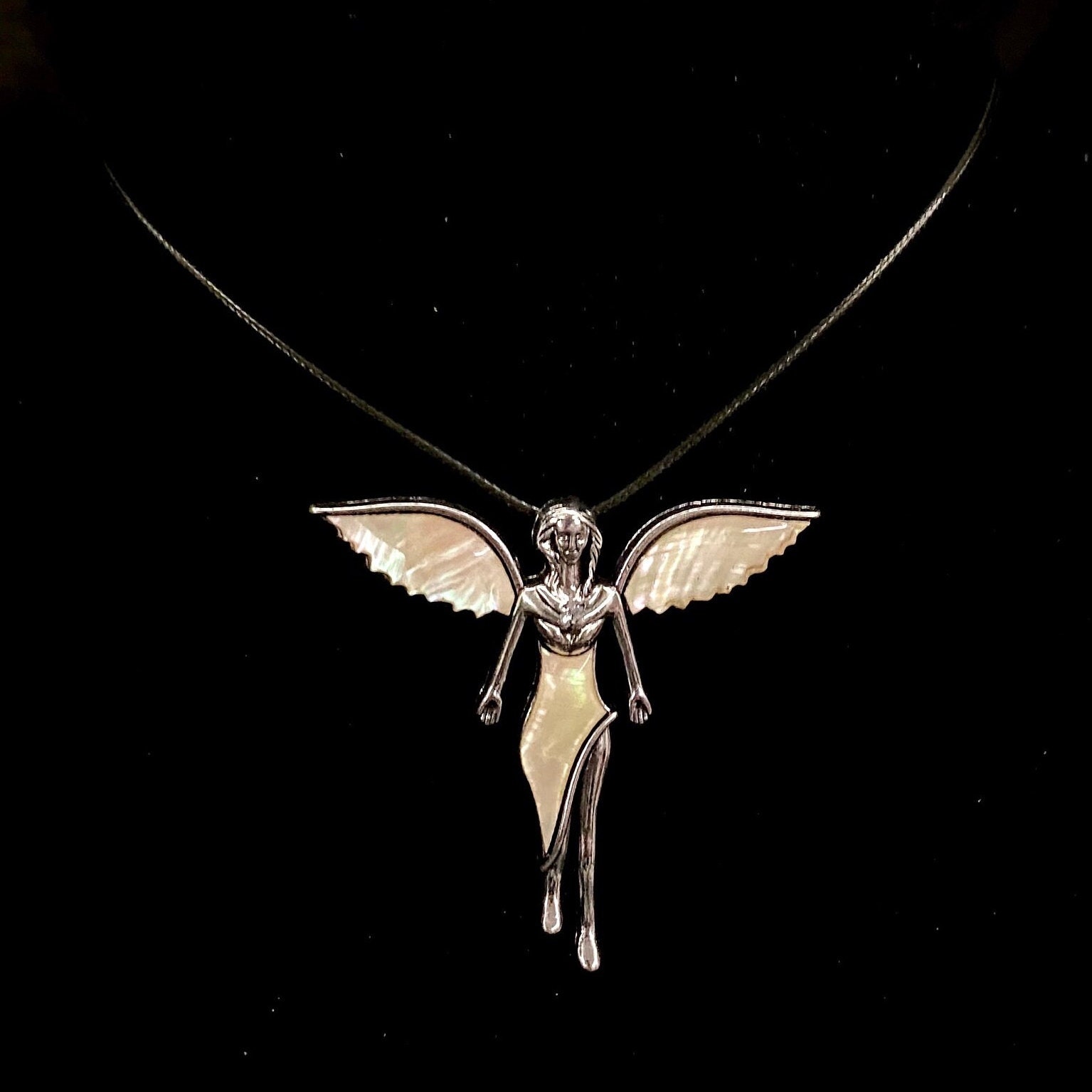 White Shell, Angel Necklace, Angel Jewelry, Angel Pendant