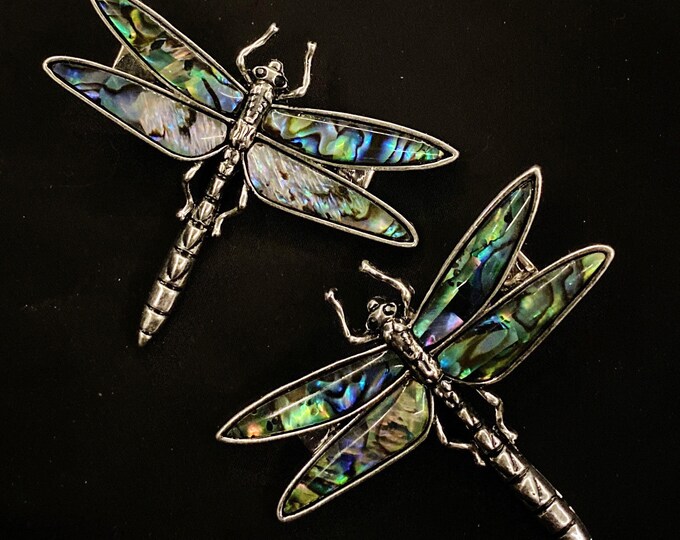 Dragonfly Hair Clip, Abalone Dragonfly, Something Blue, Green Dragonfly
