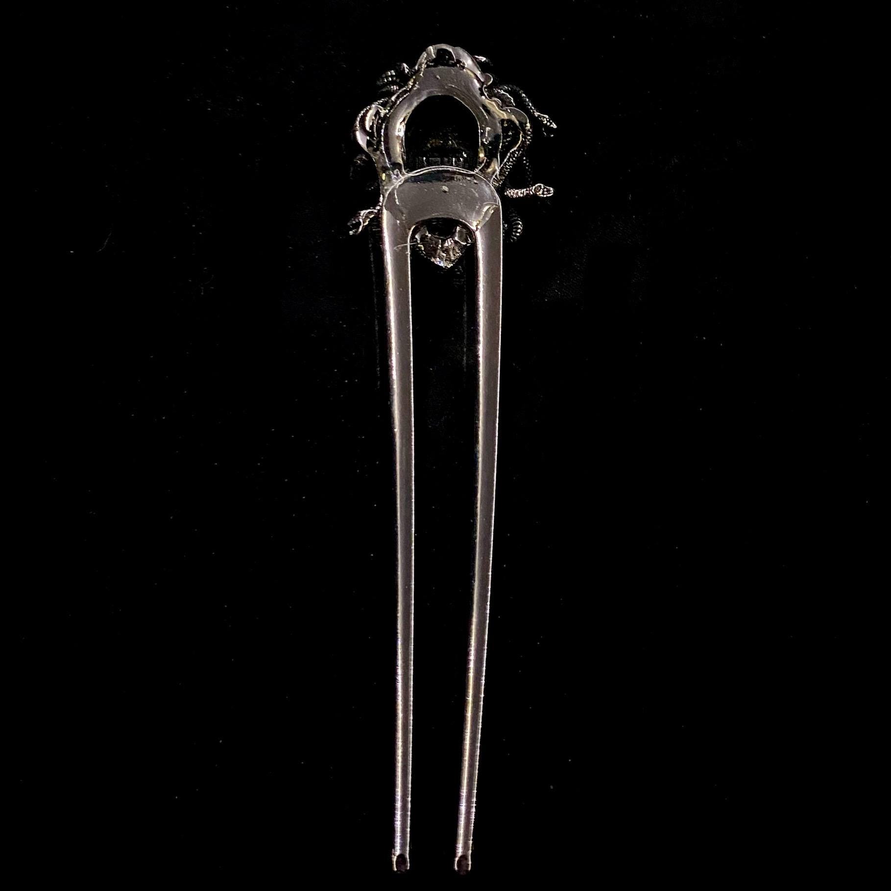Gunmetal Silver Medusa Hair Fork, Greek Mythology Snake Hair