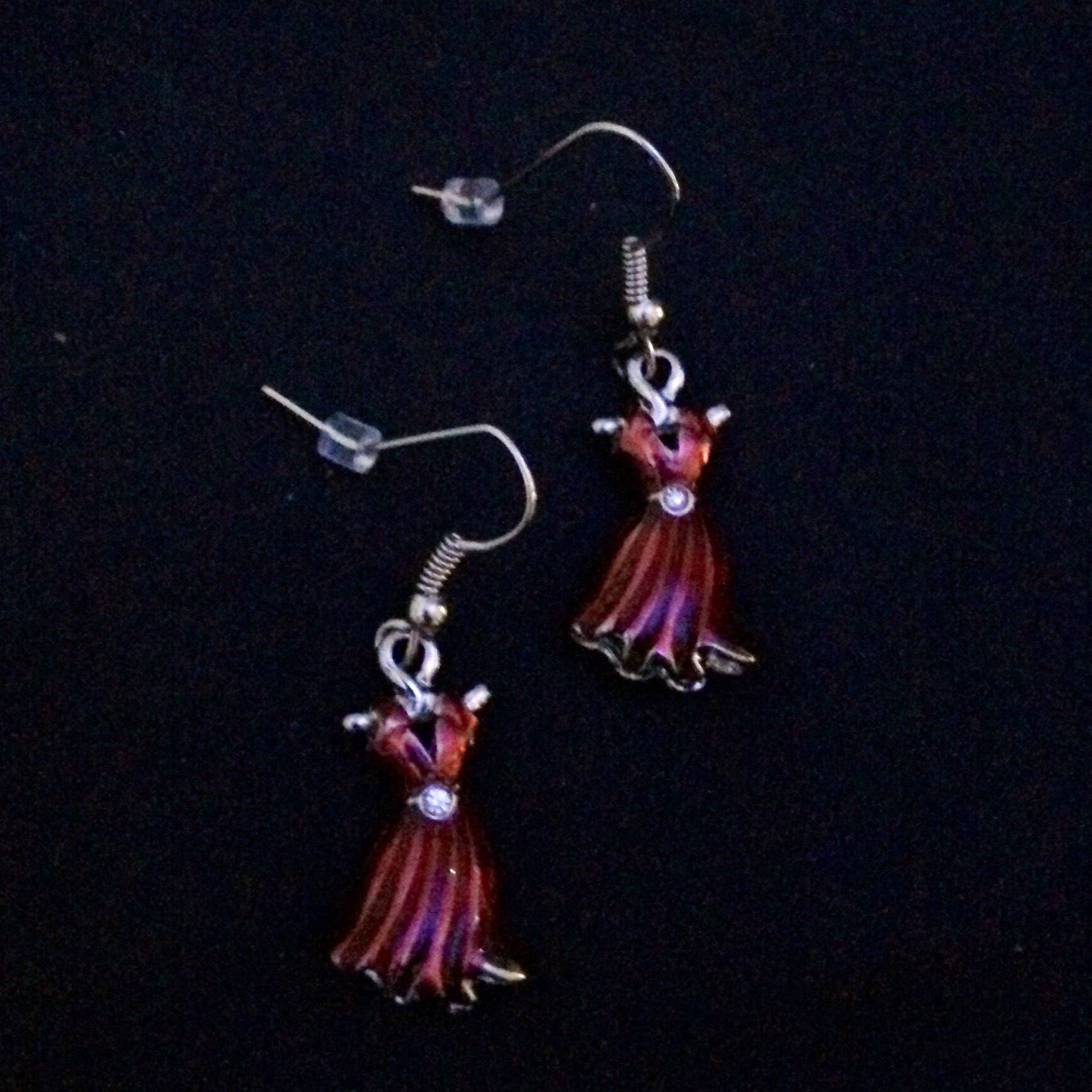 red dress with red earrings Red Heart Dangle Earrings - All Jewelry