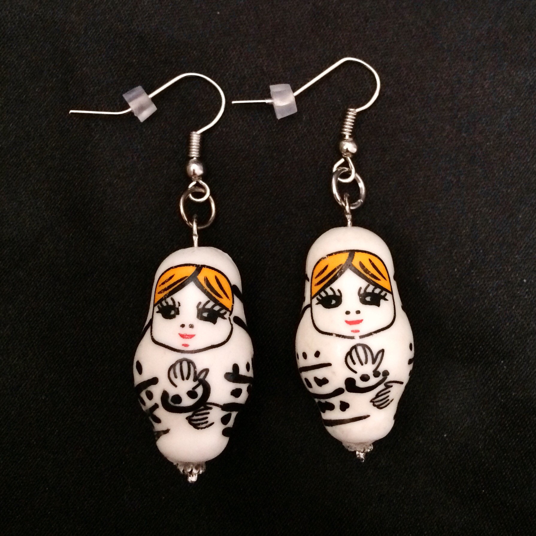 White Matryoshka Doll, Russian Stacking Dolls, Porcelain Doll, Matryoshka Earrings, Matryoshka Jewelry, Doll Earrings, Doll Jewelry, Russian