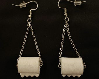 Toilet Paper Earrings, Toilet Paper Role, TP Earrings, Bathroom Earrings, Toilet Earrings, Toilet Paper Jewelry, Gag Gift, Joke Gift