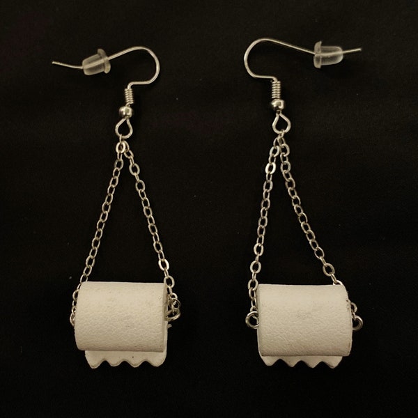 Toilet Paper Earrings, Toilet Paper Role, TP Earrings, Bathroom Earrings, Toilet Earrings, Toilet Paper Jewelry, Gag Gift, Joke Gift