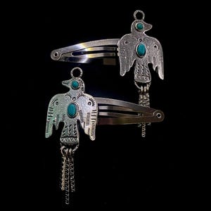 Vintage Sterling Silver Native American Thunderbird Etched Barrette Hand Stamped Thunderbird Barrette - Etsy main image 3
