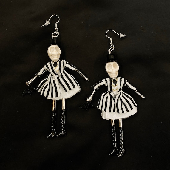 Skeleton earrings etsy deals