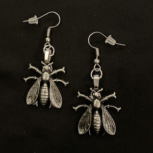 Fly Earrings, Fly Jewelry, Winged Insect,  Bee Earrings, Insect Earrings, Silver Bee, Honey Bee, Bumble Bee, Insect Jewelry, Bee Jewelry