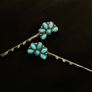 Turquoise Bobby Pins, Turquoise Hair, Flower Hair Pins, Blue Silver, Faux Turquoise, Turquoise Hair Pins, Something Blue, Wedding Hair