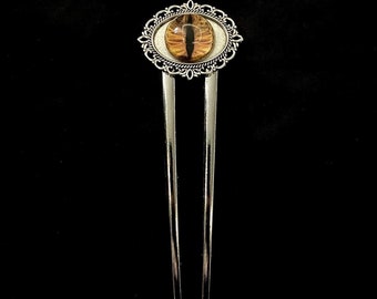 Kattöga Hårgaffel: Silver U-formad nål, Saurons öga