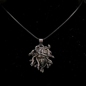Medusa Head, Medusa Necklace, Medusa Pendant, Snake Hair, Silver Medusa, Greek Mythology, Three Gorgons, Turn To Stone, Silver Necklace