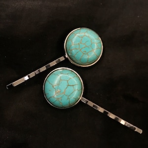 Turquoise Bobby Pins, Turquoise Hair, Faux Turquoise, Blue Silver, Turquoise Howlite, Turquoise Hair Pins, Something Blue