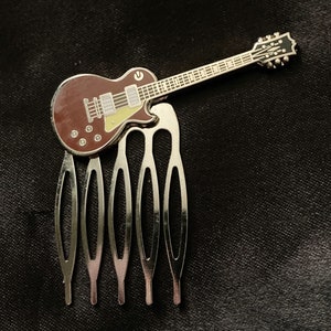Les Paul, Guitar Hair Comb, Electric Guitar, Rock Hair Comb, Music Lover, Gift Musician, Music Hair, Guitar Jewelry, Rock N Roll
