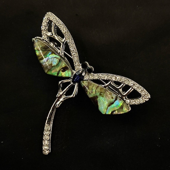 Silver Overlay Abalone Dragonfly Pin/Brooch by Artesanas Campesinas hapn010 Silver Overlay Abalone Dragonfly Pin/Brooch by Artesanas Campesinas hapn010