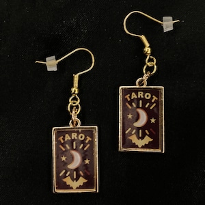 Tarot Card Earrings, Tarot Card Jewelry, Occult Earrings, Witch Earrings, Fortune Teller, Astrology Earrings, Mystic Tarot, Divination