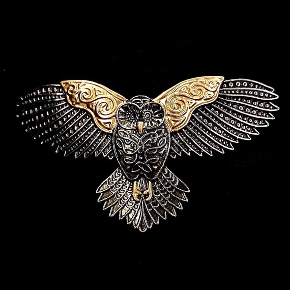 Hand Crafted Metal Barrette Owl Hair Clip Oberon Design Hair Clip, Barrette, Hair Accessory, Owl, 70mm main image 2