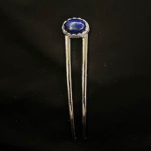 Lapis Lazuli Hair, Lapis Hair Fork, Lapis Lazuli Fork, Blue Stone, Semi-Precious, Blue Hair, Something Blue, Blue Silver, Semi-Precious