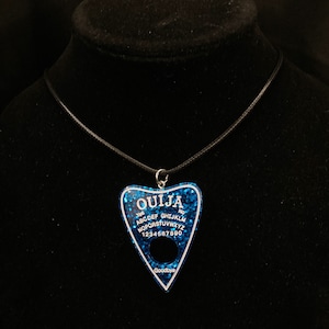 Collana Planchette, Collana Tavola Ouija, Tavola Spiritica, Glitter Blu, Gioielli Planchette, Planchette Blu