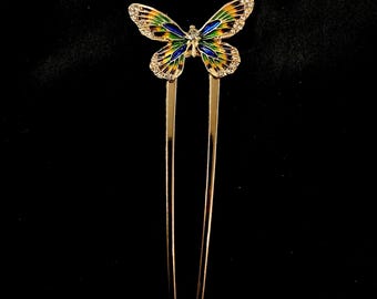 Colorful Butterfly, Jeweled Butterfly, Butterfly Hair Fork, Butterfly Hair, Sparkling Butterfly, Rainbow Butterfly, Butterfly Hair Stick
