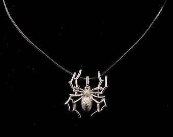 Spider Necklace, Silver Spider, Goth Necklace, Spider Jewelry, Arachnid Necklace, Halloween Spiders, Halloween Pendant