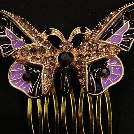 Hair Comb, Purple Butterfly, Jeweled Butterfly, Butterfly  display picture 1
