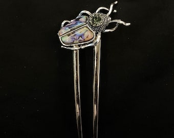 Escarabajo arcoíris, Escarabajo plateado, Horquilla de escarabajo, Joyas de escarabajo, Accesorio para el pelo de escarabajo, Horquilla de bicho, Horquilla de insecto, Joyas de insecto