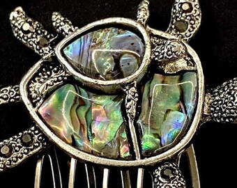 Turtle Hair Comb, Abalone Turtle, Tortoise Hair Comb  display picture 2
