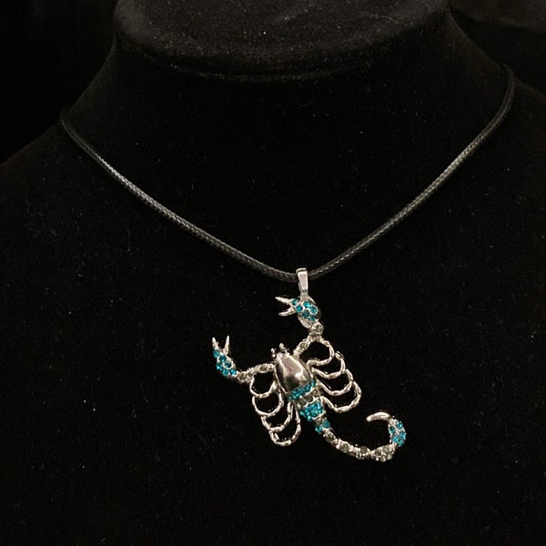 Silver Scorpion, Silver Blue, Blue Scorpion, Scorpion Necklace, Scorpion Pendant, Scorpion Jewelry, Insect Necklace, Insect Pendant