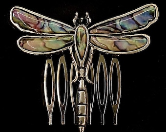 Peineta de libélula, libélula arcoíris, algo azul, libélula verde, libélula rosa, libélula amarilla, peineta de insectos libélula plateada