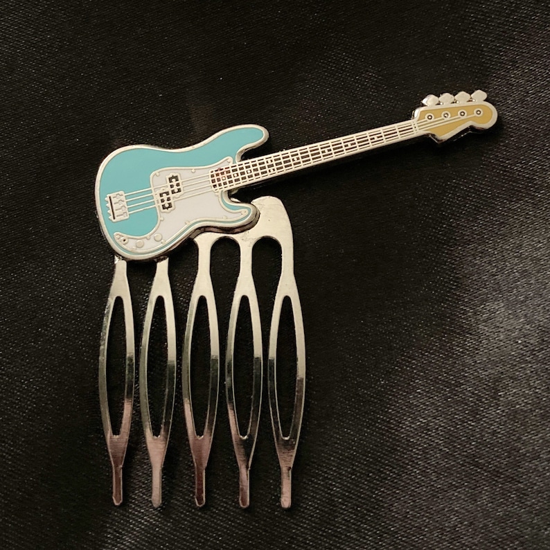 Rock N Roll Guitar Jewelry Music Lover Gift Musician Rock Hair Comb Music Hair Bass Hair Comb Fender P-Bass Precision Bass