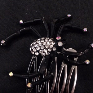 Hair Comb, Spider Hair Comb, Goth Hair Combs, Goth Hair, Spider Hair, Spider Jewelry, Halloween Hair, Black Spider Hair, Jeweled Spider image 4