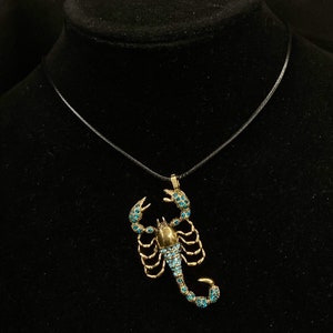 Gold Scorpion, Blue Scorpion, Scorpion Necklace, Scorpion Pendant, Scorpion Jewelry, Insect Necklace, Insect Pendant